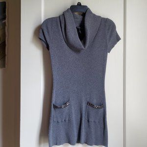 Inc Gray Cowel Neck Short Sleeve Sweater with Jewell Embellished Pockets M 8-10